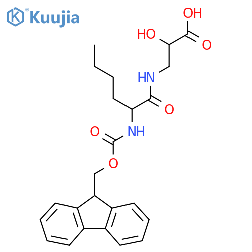 3-2-({(9H-fluoren-9-yl)methoxycarbonyl}amino)hexanamido-2-hydroxypropanoic acid structure