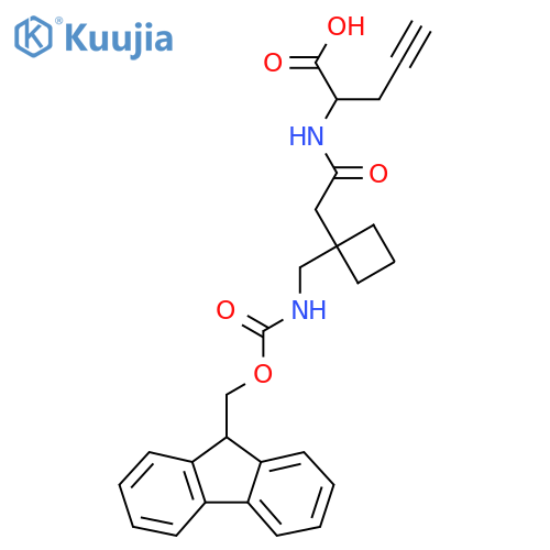2-(2-{1-({(9H-fluoren-9-yl)methoxycarbonyl}amino)methylcyclobutyl}acetamido)pent-4-ynoic acid structure
