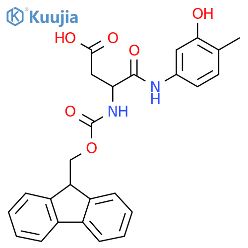 3-({(9H-fluoren-9-yl)methoxycarbonyl}amino)-3-(3-hydroxy-4-methylphenyl)carbamoylpropanoic acid structure