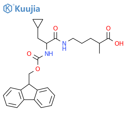 5-3-cyclopropyl-2-({(9H-fluoren-9-yl)methoxycarbonyl}amino)propanamido-2-methylpentanoic acid structure
