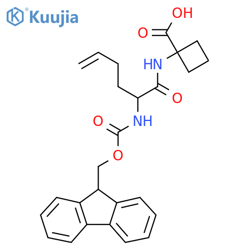 1-2-({(9H-fluoren-9-yl)methoxycarbonyl}amino)hex-5-enamidocyclobutane-1-carboxylic acid structure