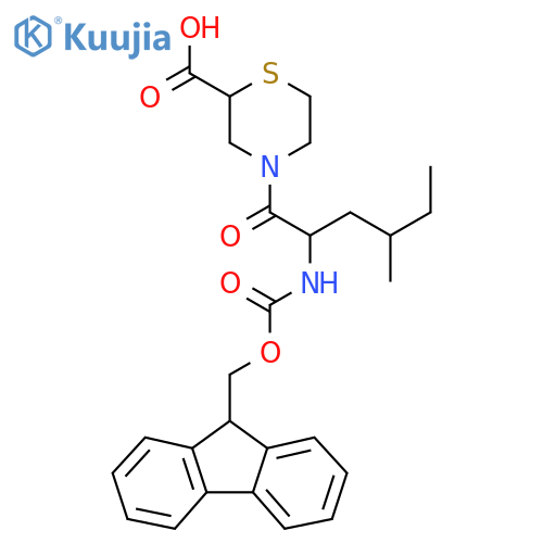 4-2-({(9H-fluoren-9-yl)methoxycarbonyl}amino)-4-methylhexanoylthiomorpholine-2-carboxylic acid structure