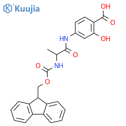 4-2-({(9H-fluoren-9-yl)methoxycarbonyl}amino)propanamido-2-hydroxybenzoic acid structure