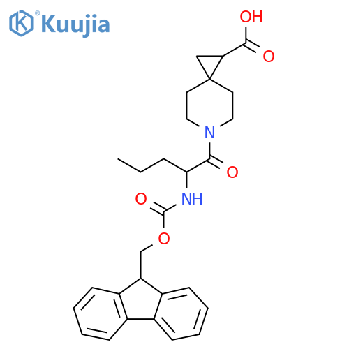 6-2-({(9H-fluoren-9-yl)methoxycarbonyl}amino)pentanoyl-6-azaspiro2.5octane-1-carboxylic acid structure