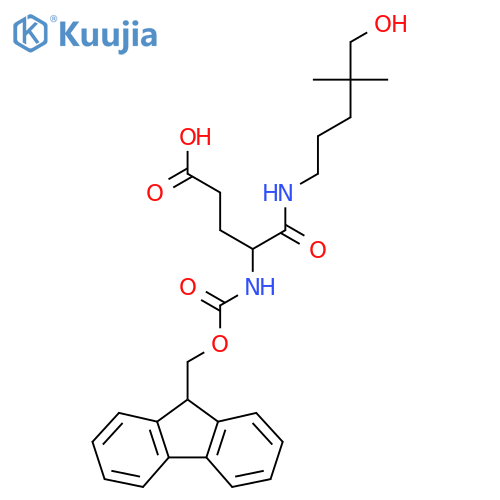 4-({(9H-fluoren-9-yl)methoxycarbonyl}amino)-4-(5-hydroxy-4,4-dimethylpentyl)carbamoylbutanoic acid structure