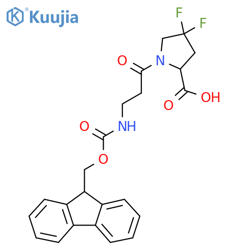 1-3-({(9H-fluoren-9-yl)methoxycarbonyl}amino)propanoyl-4,4-difluoropyrrolidine-2-carboxylic acid structure