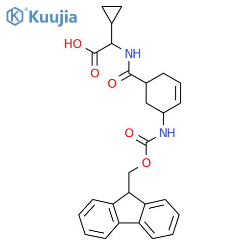 2-cyclopropyl-2-{5-({(9H-fluoren-9-yl)methoxycarbonyl}amino)cyclohex-3-en-1-ylformamido}acetic acid structure
