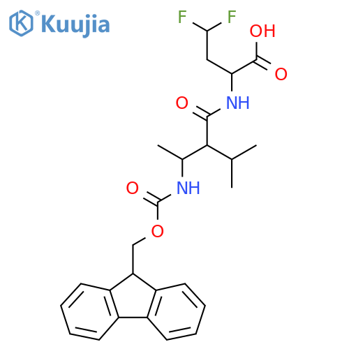 2-3-({(9H-fluoren-9-yl)methoxycarbonyl}amino)-2-(propan-2-yl)butanamido-4,4-difluorobutanoic acid structure