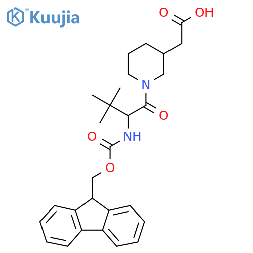 2-{1-2-({(9H-fluoren-9-yl)methoxycarbonyl}amino)-3,3-dimethylbutanoylpiperidin-3-yl}acetic acid structure