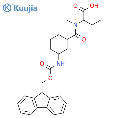 2-{1-3-({(9H-fluoren-9-yl)methoxycarbonyl}amino)cyclohexyl-N-methylformamido}butanoic acid structure