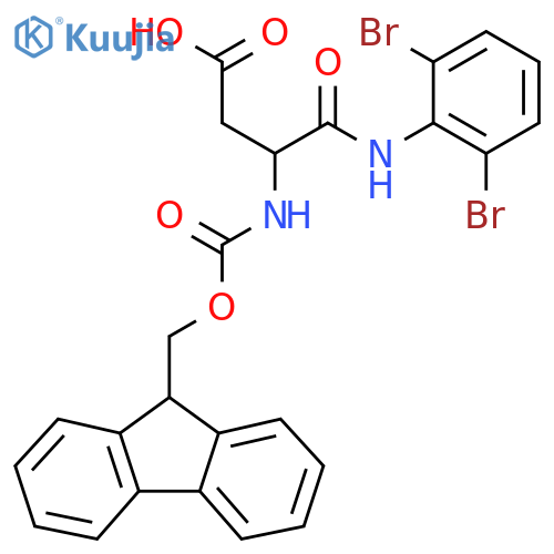 3-(2,6-dibromophenyl)carbamoyl-3-({(9H-fluoren-9-yl)methoxycarbonyl}amino)propanoic acid structure