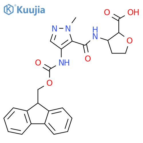3-4-({(9H-fluoren-9-yl)methoxycarbonyl}amino)-1-methyl-1H-pyrazole-5-amidooxolane-2-carboxylic acid structure