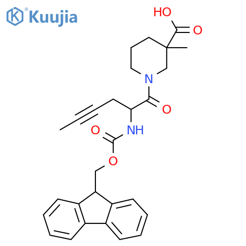 1-2-({(9H-fluoren-9-yl)methoxycarbonyl}amino)hex-4-ynoyl-3-methylpiperidine-3-carboxylic acid structure