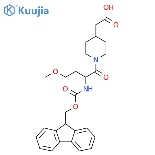 2-{1-2-({(9H-fluoren-9-yl)methoxycarbonyl}amino)-4-methoxybutanoylpiperidin-4-yl}acetic acid structure