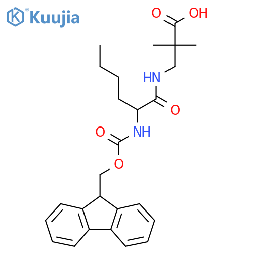 3-2-({(9H-fluoren-9-yl)methoxycarbonyl}amino)hexanamido-2,2-dimethylpropanoic acid structure