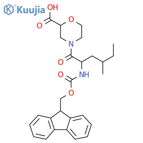 4-2-({(9H-fluoren-9-yl)methoxycarbonyl}amino)-4-methylhexanoylmorpholine-2-carboxylic acid structure