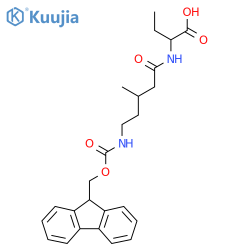 2-5-({(9H-fluoren-9-yl)methoxycarbonyl}amino)-3-methylpentanamidobutanoic acid structure