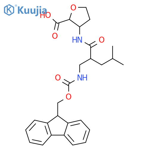 3-{2-({(9H-fluoren-9-yl)methoxycarbonyl}amino)methyl-4-methylpentanamido}oxolane-2-carboxylic acid structure