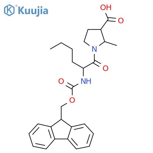 1-2-({(9H-fluoren-9-yl)methoxycarbonyl}amino)hexanoyl-2-methylpyrrolidine-3-carboxylic acid structure
