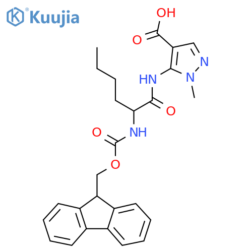 5-2-({(9H-fluoren-9-yl)methoxycarbonyl}amino)hexanamido-1-methyl-1H-pyrazole-4-carboxylic acid structure