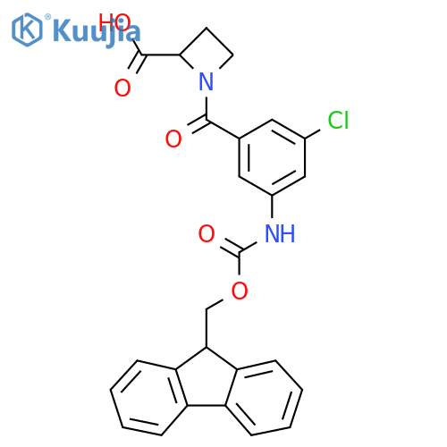 1-3-chloro-5-({(9H-fluoren-9-yl)methoxycarbonyl}amino)benzoylazetidine-2-carboxylic acid structure
