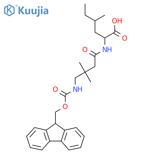 2-4-({(9H-fluoren-9-yl)methoxycarbonyl}amino)-3,3-dimethylbutanamido-4-methylhexanoic acid structure