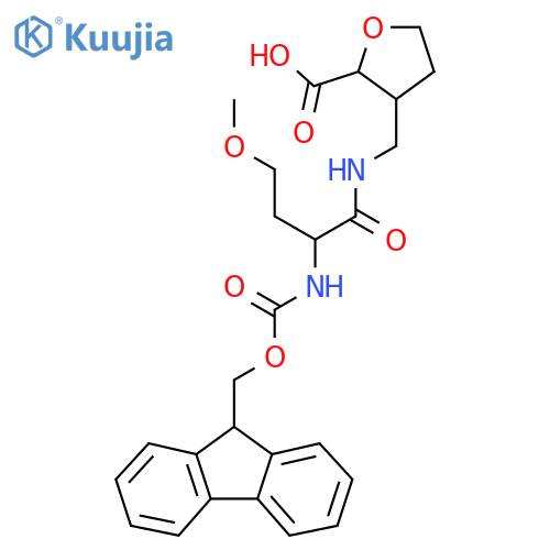 3-{2-({(9H-fluoren-9-yl)methoxycarbonyl}amino)-4-methoxybutanamidomethyl}oxolane-2-carboxylic acid structure