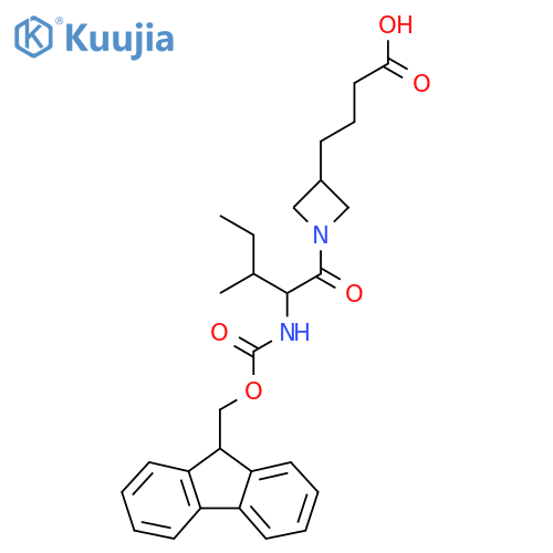 4-{1-2-({(9H-fluoren-9-yl)methoxycarbonyl}amino)-3-methylpentanoylazetidin-3-yl}butanoic acid structure