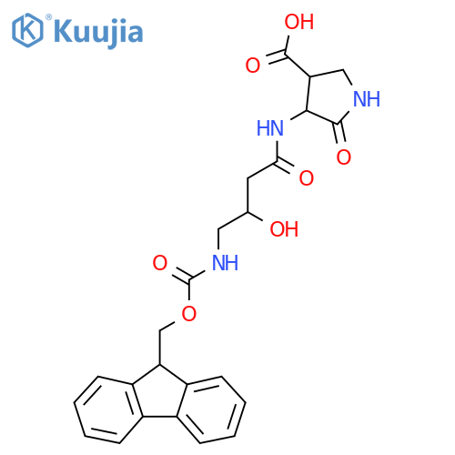 4-4-({(9H-fluoren-9-yl)methoxycarbonyl}amino)-3-hydroxybutanamido-5-oxopyrrolidine-3-carboxylic acid structure