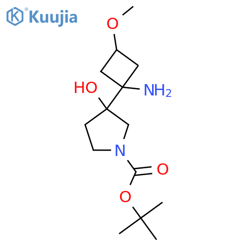 tert-butyl 3-(1-amino-3-methoxycyclobutyl)-3-hydroxypyrrolidine-1-carboxylate structure