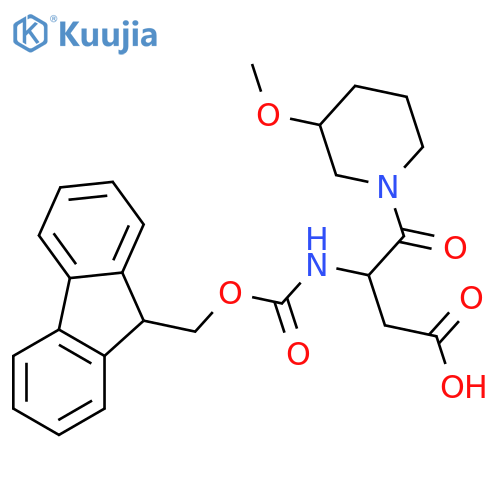 3-({(9H-fluoren-9-yl)methoxycarbonyl}amino)-4-(3-methoxypiperidin-1-yl)-4-oxobutanoic acid structure