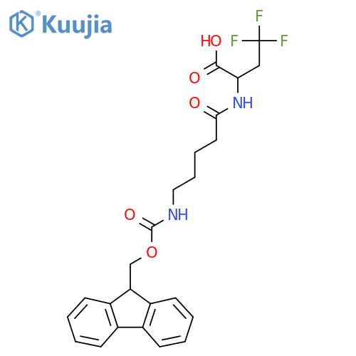 2-5-({(9H-fluoren-9-yl)methoxycarbonyl}amino)pentanamido-4,4,4-trifluorobutanoic acid structure