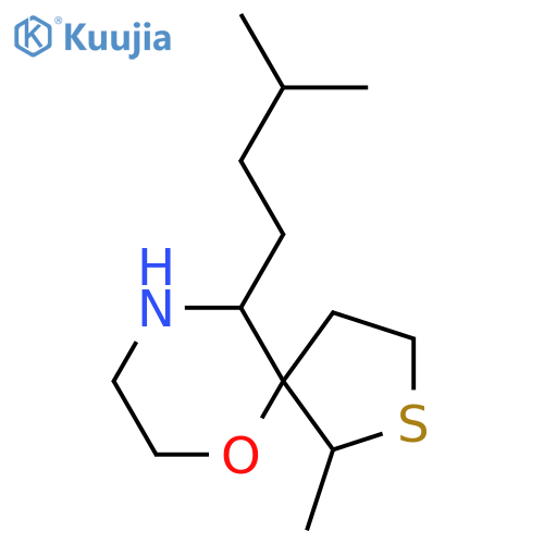 1-methyl-10-(3-methylbutyl)-6-oxa-2-thia-9-azaspiro4.5decane structure