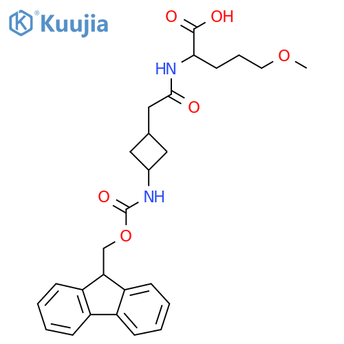 2-{2-3-({(9H-fluoren-9-yl)methoxycarbonyl}amino)cyclobutylacetamido}-5-methoxypentanoic acid structure