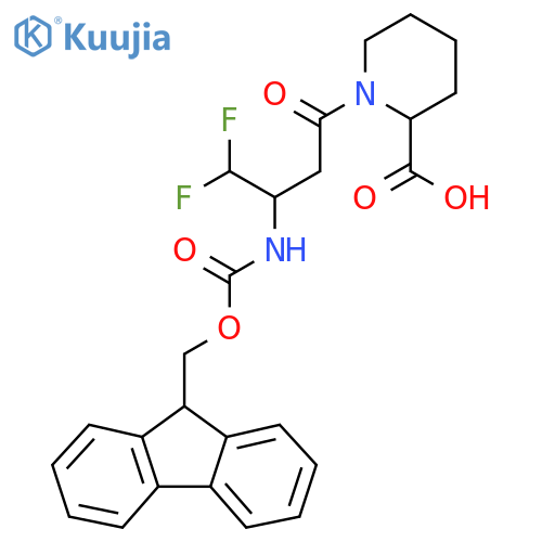 1-3-({(9H-fluoren-9-yl)methoxycarbonyl}amino)-4,4-difluorobutanoylpiperidine-2-carboxylic acid structure
