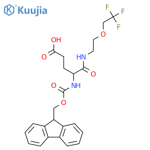 4-({(9H-fluoren-9-yl)methoxycarbonyl}amino)-4-{2-(2,2,2-trifluoroethoxy)ethylcarbamoyl}butanoic acid structure
