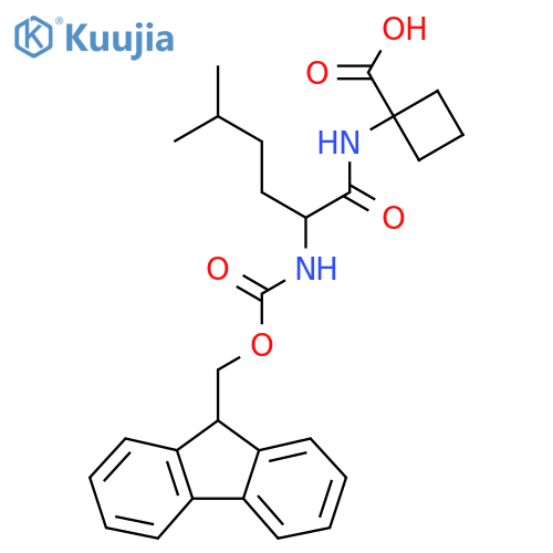 1-2-({(9H-fluoren-9-yl)methoxycarbonyl}amino)-5-methylhexanamidocyclobutane-1-carboxylic acid structure