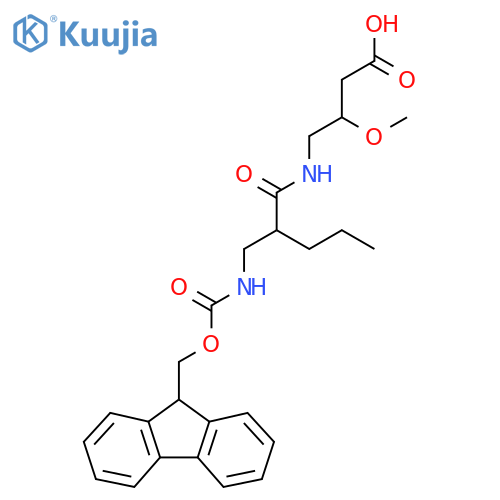 4-{2-({(9H-fluoren-9-yl)methoxycarbonyl}amino)methylpentanamido}-3-methoxybutanoic acid structure