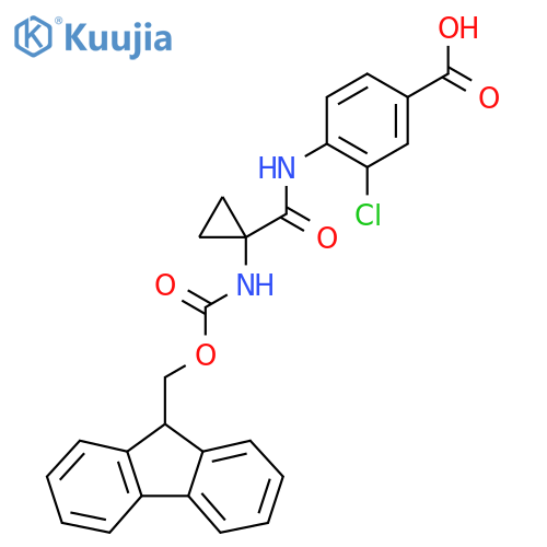 3-chloro-4-1-({(9H-fluoren-9-yl)methoxycarbonyl}amino)cyclopropaneamidobenzoic acid structure
