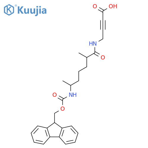4-6-({(9H-fluoren-9-yl)methoxycarbonyl}amino)-2-methylheptanamidobut-2-ynoic acid structure