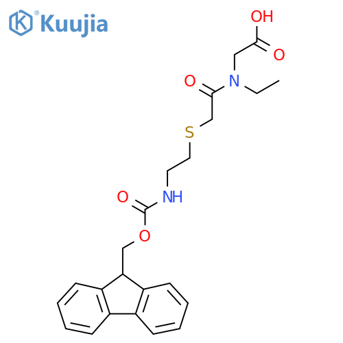 2-(N-ethyl-2-{2-({(9H-fluoren-9-yl)methoxycarbonyl}amino)ethylsulfanyl}acetamido)acetic acid structure