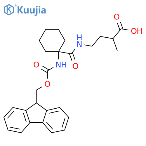 4-{1-({(9H-fluoren-9-yl)methoxycarbonyl}amino)cyclohexylformamido}-2-methylbutanoic acid structure