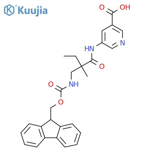 5-{2-({(9H-fluoren-9-yl)methoxycarbonyl}amino)methyl-2-methylbutanamido}pyridine-3-carboxylic acid structure
