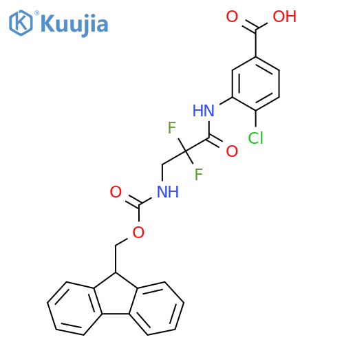 4-chloro-3-3-({(9H-fluoren-9-yl)methoxycarbonyl}amino)-2,2-difluoropropanamidobenzoic acid structure