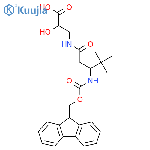 3-3-({(9H-fluoren-9-yl)methoxycarbonyl}amino)-4,4-dimethylpentanamido-2-hydroxypropanoic acid structure