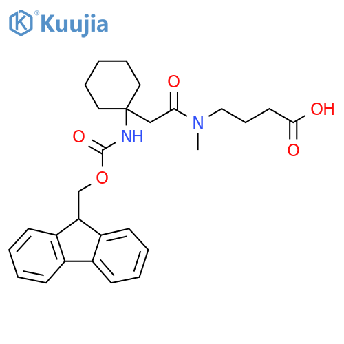 4-{2-1-({(9H-fluoren-9-yl)methoxycarbonyl}amino)cyclohexyl-N-methylacetamido}butanoic acid structure