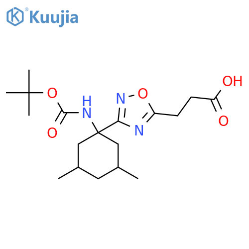 3-3-(1-{(tert-butoxy)carbonylamino}-3,5-dimethylcyclohexyl)-1,2,4-oxadiazol-5-ylpropanoic acid structure