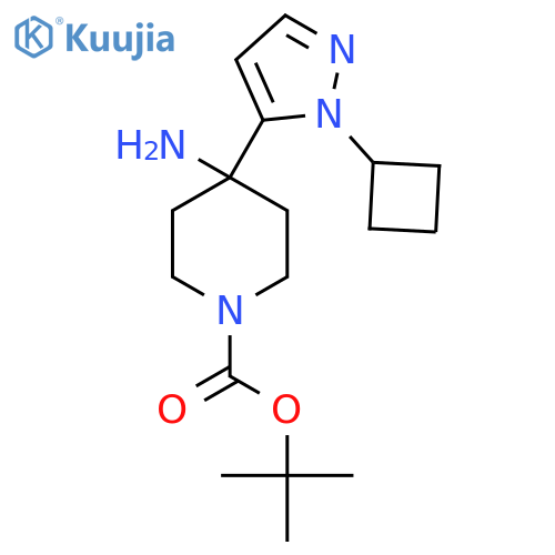 tert-butyl 4-amino-4-(1-cyclobutyl-1H-pyrazol-5-yl)piperidine-1-carboxylate structure