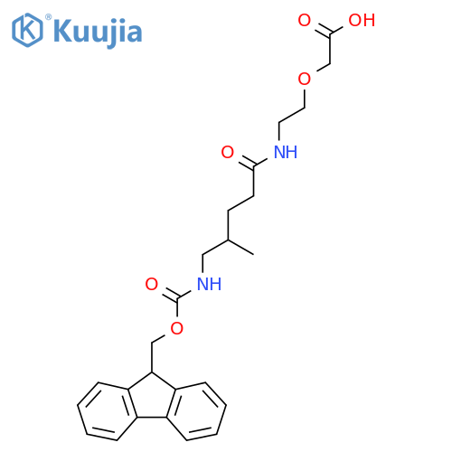 2-{2-5-({(9H-fluoren-9-yl)methoxycarbonyl}amino)-4-methylpentanamidoethoxy}acetic acid structure