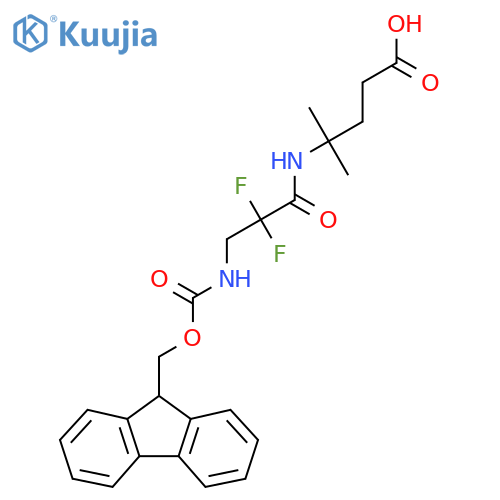 4-3-({(9H-fluoren-9-yl)methoxycarbonyl}amino)-2,2-difluoropropanamido-4-methylpentanoic acid structure